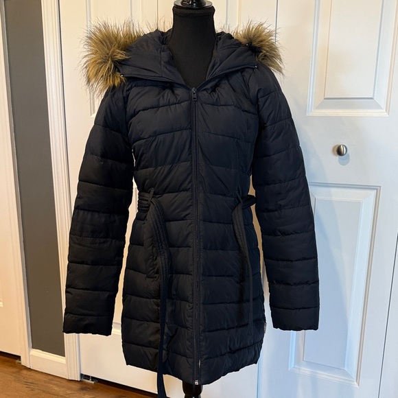 Hollister Womens Vintage 2000s Blue Puffer Coat with Faux Fur Trim. - Picture 12 of 13